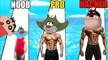 NOOB vs PRO vs HACKER in Muscle Race 3D | Oggy & The Cockroaches Oggy Jack Game video oggy jack