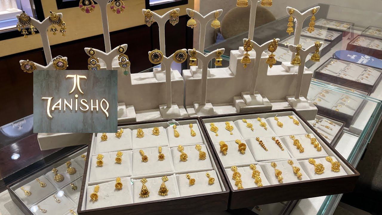 Tanishq latest lightweight gold jhumka designs beautiful trending gold earrings designs with price