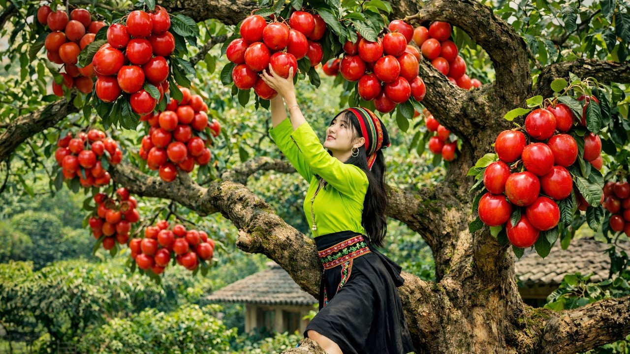 Harvesting 777+ hybrid persimmons on high for sale | Garden life idea | Peaceful country