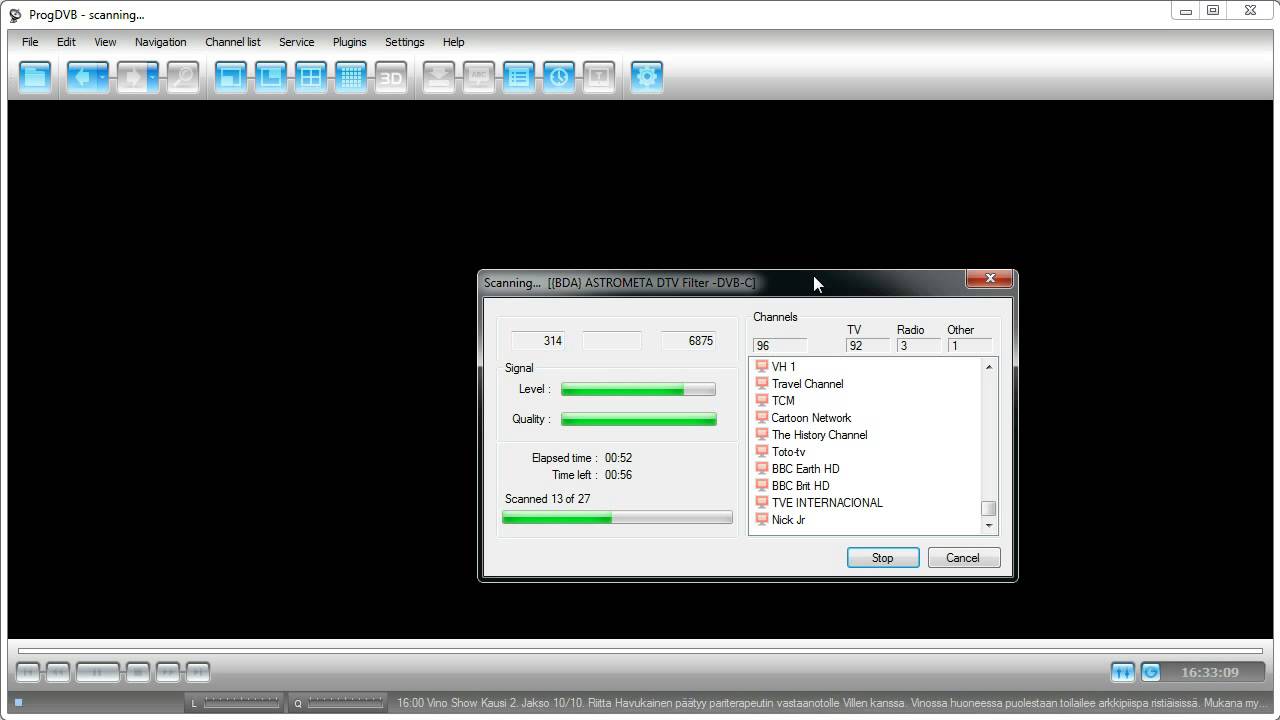 ProgDVB kanavien hakeminen