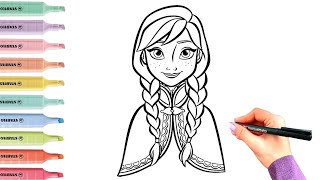 Elsa Princess Drawing| How To Draw Frozen for Kids| Frozen Coloring Pages| Anna Drawing ✨