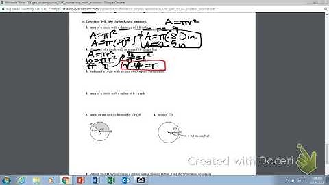 Geometry Lesson 11.2 area of sectors part 1