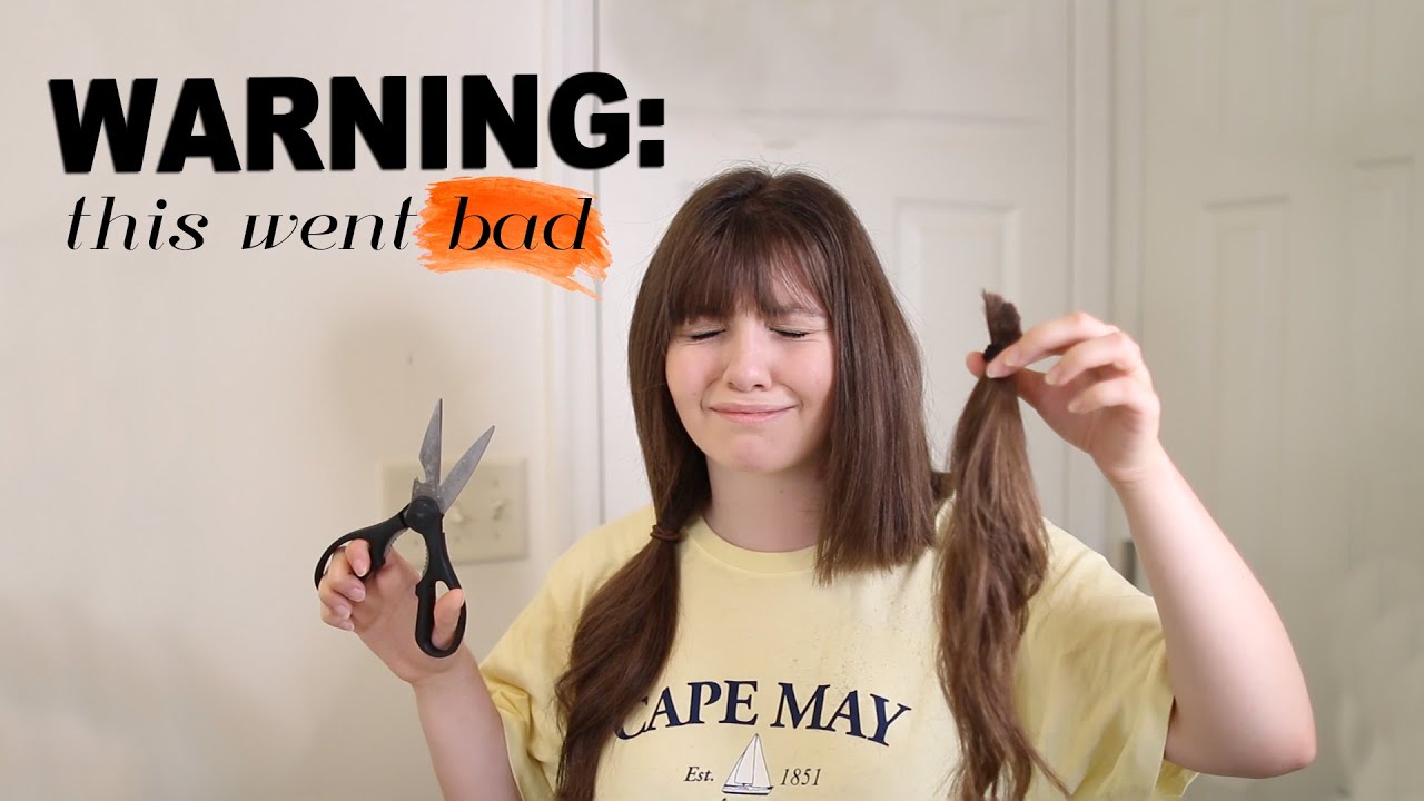 impulsively cutting off my hair with kitchen scissors - YouTube