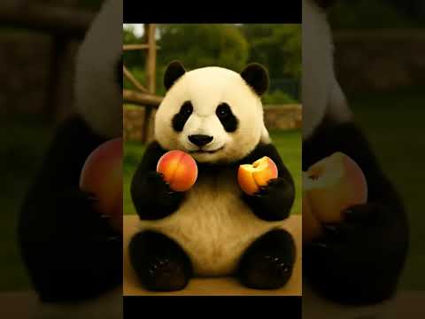 🐼It’s All Mine! Panda’s Double-Peach Mukbang🍑 이건 내 거야! 두 개 다 들고 먹는 판다의 복숭아 먹방💖 これは全部ぼくの！😍 #귀여움폭발