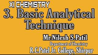 11 CHEMISTRY 3. BASIC ANALYTICAL TECHNIQUES