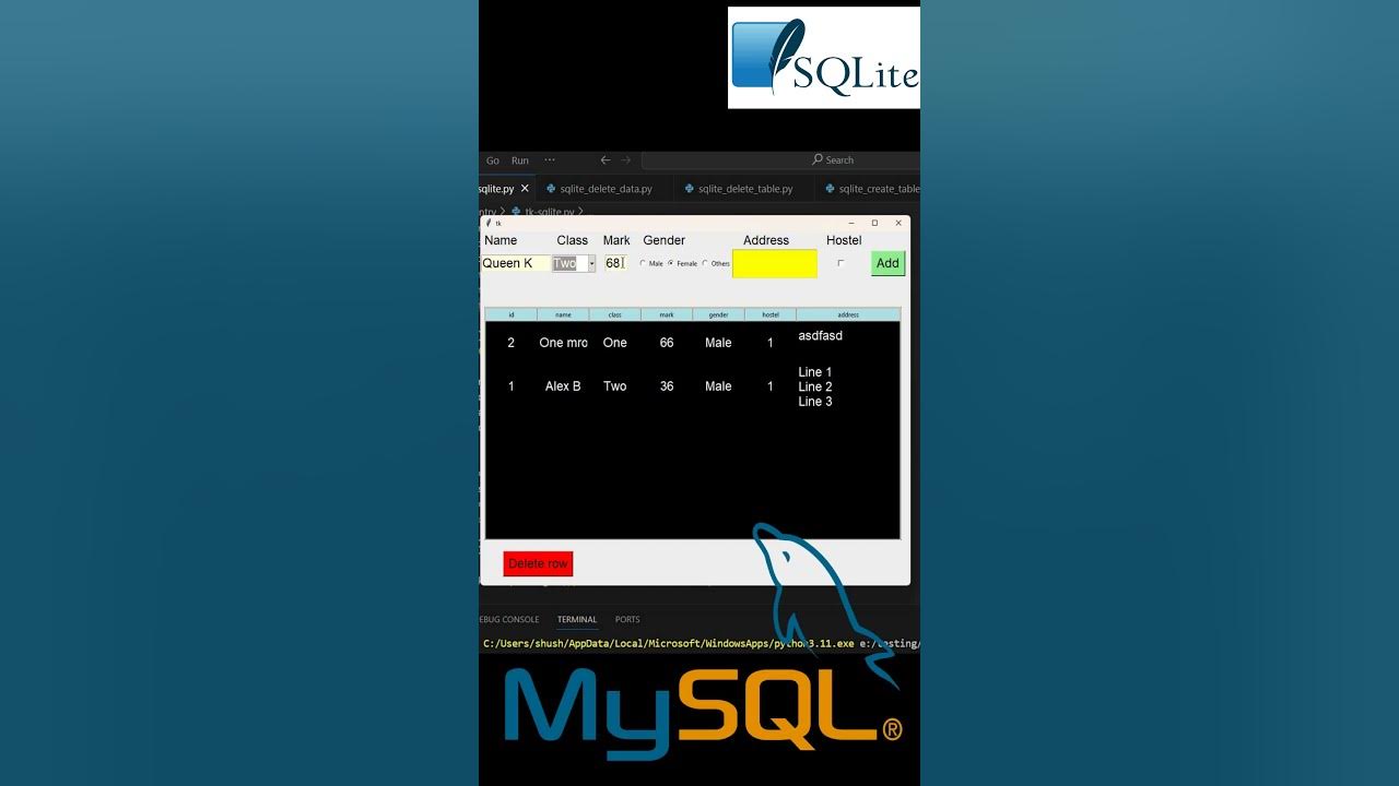 Tkinter GUI to insert Data to Database #python #sqlite #tkintergui ...