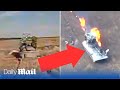 Ukraine FPV drone blows up enemy tank leaving Russian soldiers leaping for their lives