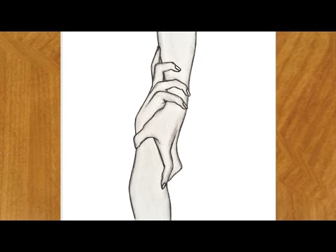 رسم يدين متشابكتين بالرصاص خطوة بخطوة رسم سهل