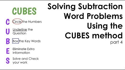 Solving Subtraction Word Problems Using the CUBES Method - Part 4