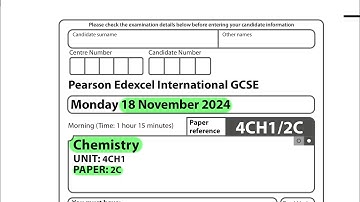 IGCSE | Chemistry | paper 2C | November 2024| Pearson Edexcel |