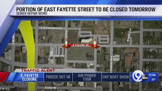 Portion of East Fayette Street to be closed on Saturday