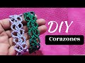 Cómo hacer PULSERAS de HILO corazones ( Paso a Paso) macramé