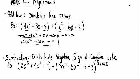 Week 4 Add/Subtract Polynomials