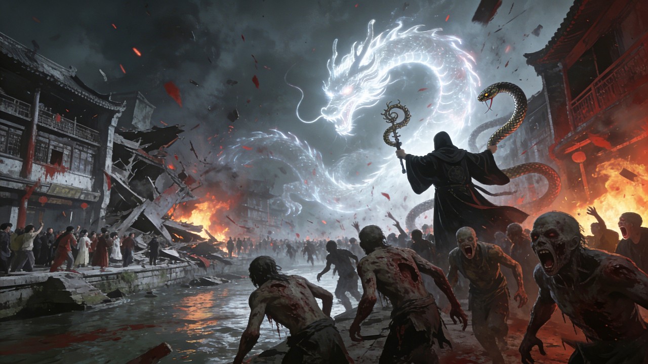 石咒惊现津门！活人瞬间变石像，津门九河惊现丧尸狂潮，魔古道借龙蛇之力屠城灭世！#movie#丧尸#惊悚#电影#悬疑