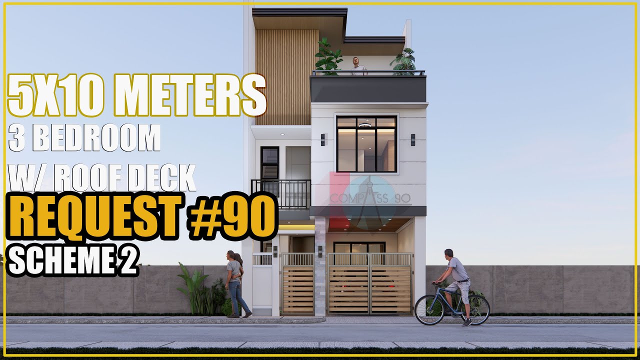 5x10 Meters 3 Bedroom with Parking + Roof Deck (REQUEST #90) Scheme 2
