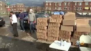 Several Hundred Free Thanksgiving Turkeys Being Distributed To Needy Families On Castor Avenue