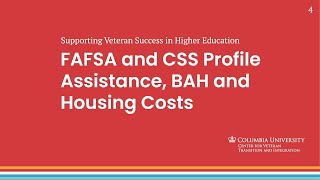 FAFSA andCSS Profile, BAH and Housing Costs