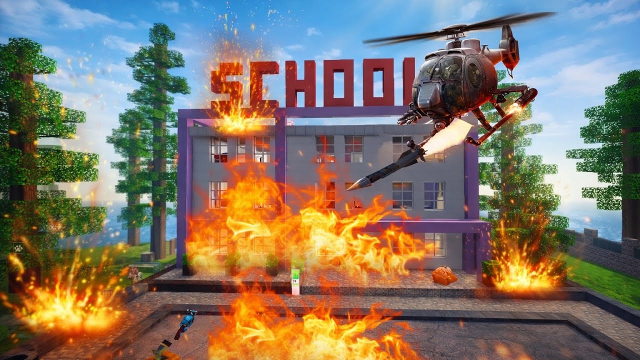 INSANE Criminal Helicopter Attack on school in Party Craft 🚁😱