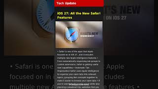 iOS 27: All the New Safari Features | Tech Update | Latest Tech News 2026 #Tech #AI #Startup