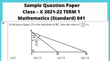 Q32 Sqp maths standard term1 In the given figure, D is the mid-point of BC, then the value of cot 𝑦°