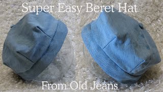 DIY Beret Hat From Old Jeans | Super Easy to Sew Beret hat | How to Make Beret Hat in simple steps