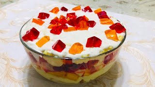 Fruits Custard Trifle Recipe || Custard Trifle Pudding Recipe || Easy Dessert Recipe