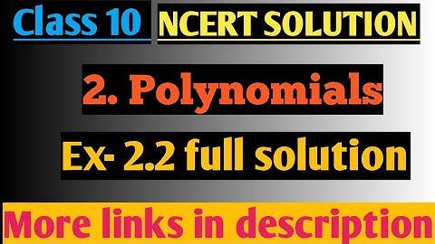Polynomials class 10 ncert chapter 2.2 full solution by:- #Shashank  sir