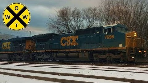 Big CSX Double Stack Train In The Snow 4K