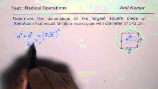 Find Dimensions of the Maximum Square to Fit in Circular Pipe