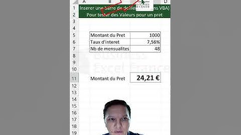 Inserer une Barre de Defilement dans Excel #short