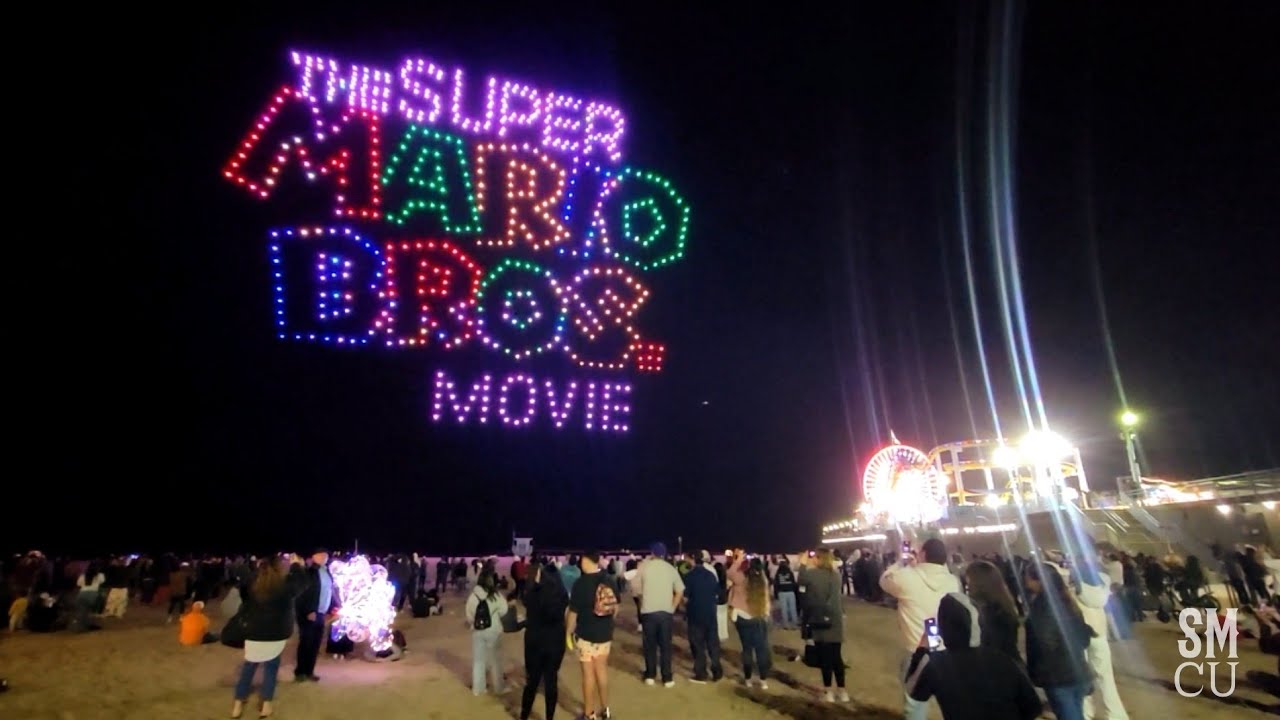 600 Drones Illuminate Santa Monica Beach for Super Mario Bros