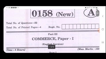 TS inter 1st year Commerce model question paper 2023 March IPE #TSInter #TSInterPapers