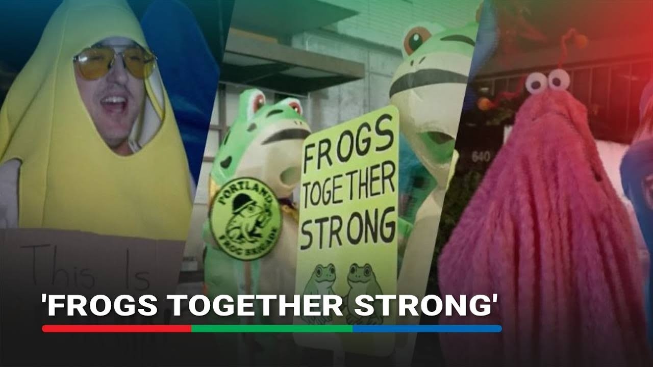 Plague of 'frogs', 'dinosaurs', 'yip yip' protesters rally in Portland | ABS-CBN News