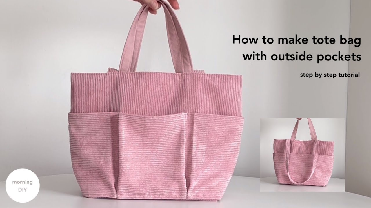 DIY tote bag tutorial | How to make tote bag with outside pockets - YouTube