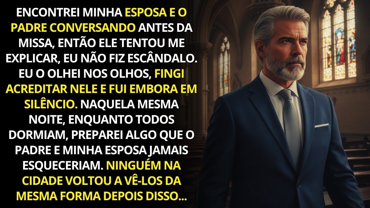 Entrei na sacristia e vi o padre Augusto com a minha esposa, nos braços um do outro. Quando ele abriu a boca para se explicar, a desculpa que saiu foi tão absurda que me deixou sem palavras. Não...