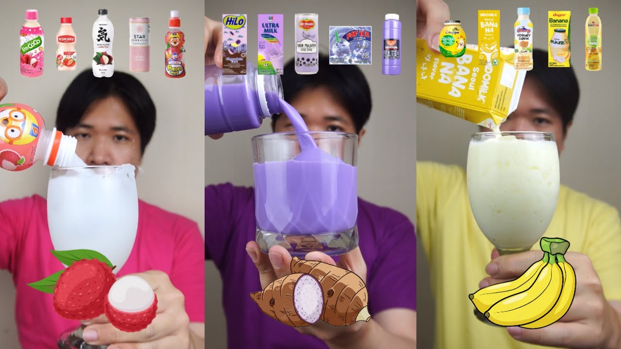 KOMPILASI MINUM MINUMAN SERBA RASA LECI, TARO, DAN PISANG