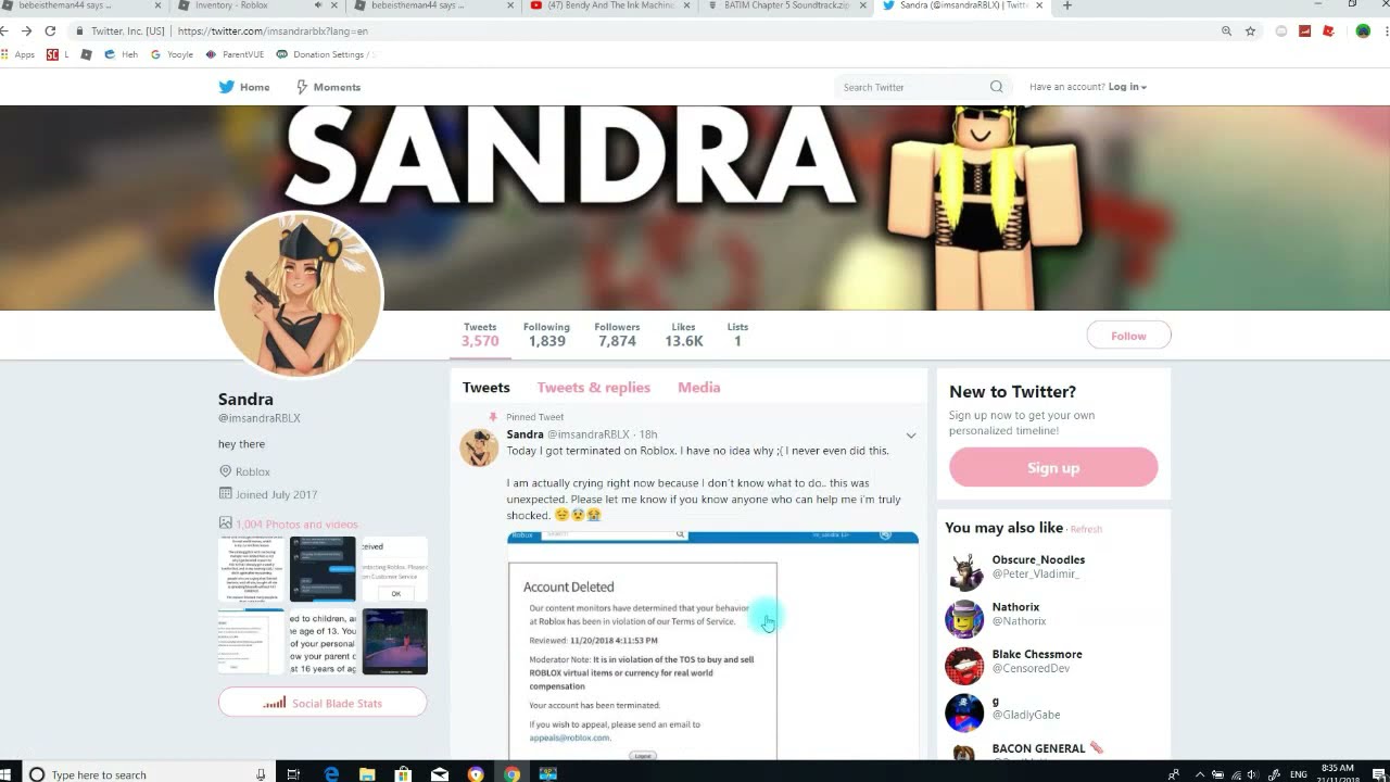 Im Sandra Got Terminated On Roblox Youtube - sandra roblox account. 