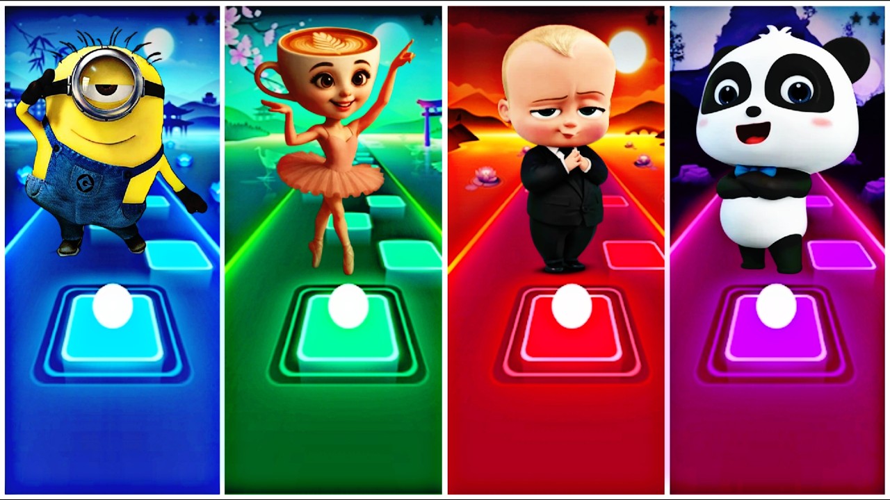Minions 🆚 Ballerina Cappuchina 🆚 Boss Baby 🆚 Baby Bus in Tiles Hop EDM Rush🎶