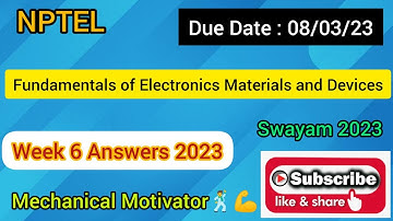 Fundamentals of Electronics Materials and Devices | Week 6 Quiz | Assignment 6 Solution | NPTEL