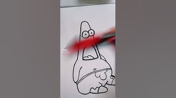 drawing patrick star in the “glitch effect”✅ #patrickstar #spongebob #drawing #art #posca