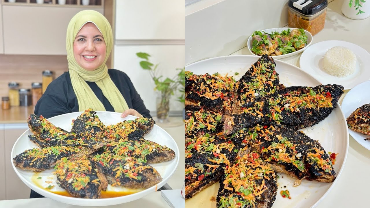 سمك مشوي بخلطة مميزة تشهي من الريحة قبل الطعم😉ومعاه تتبيله كنز هتحلي كل اكلاتك  👌