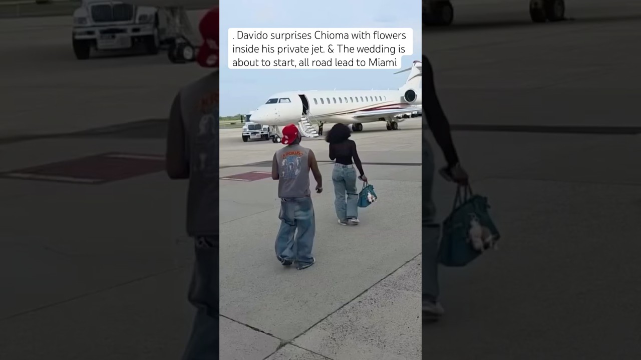 . Davido surprises Chioma with flowers inside his private jet. & The wedding is about to start, 