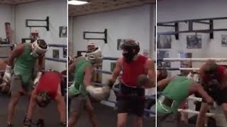 ‘GET UP!’ - DEVIN HANEY INVOLVED IN HEATED SPARRING / THROWS SNEAKY SHOT AS PARTNER CLIMBS OFF FLOOR