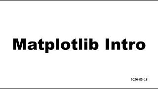 2026 05 18 Matplotlib Intro