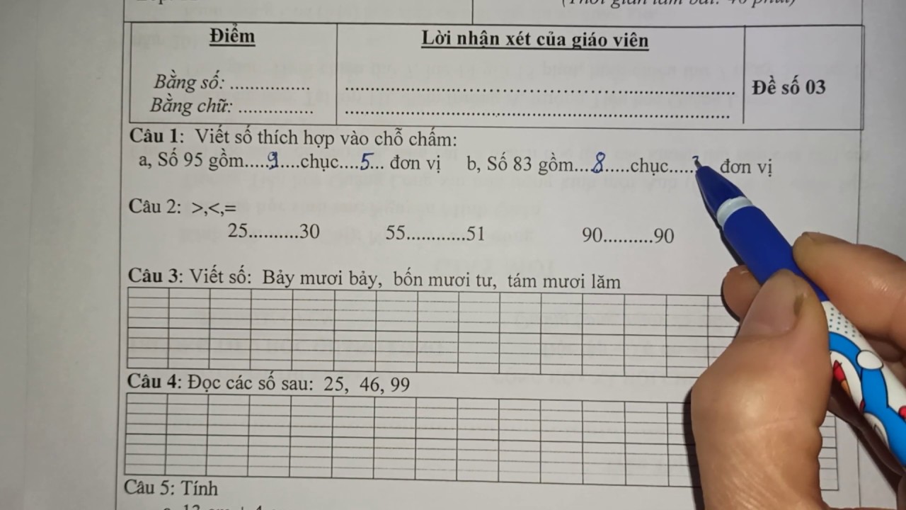 Đề toán học kì 2 lớp 1 | Đề kiểm tra toán học kì 2 lớp 1 năm học 2019- 2020