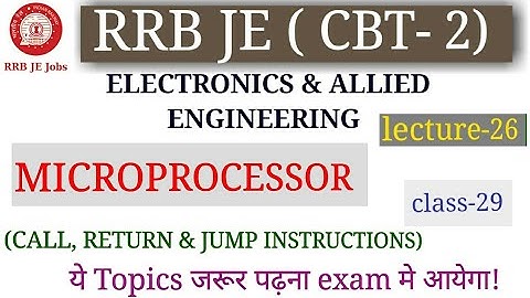 MICROPROCESSOR 8085 CALL, RETURN & JUMP INSTRUCTIONS FOR RRB JE ELECTRONICS & ALLIED GROUP||