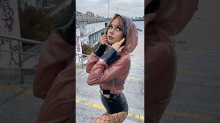 Latex shortcut jacket with a hood #latexstyle #latexglam #latexdress #latexlook #latextrend