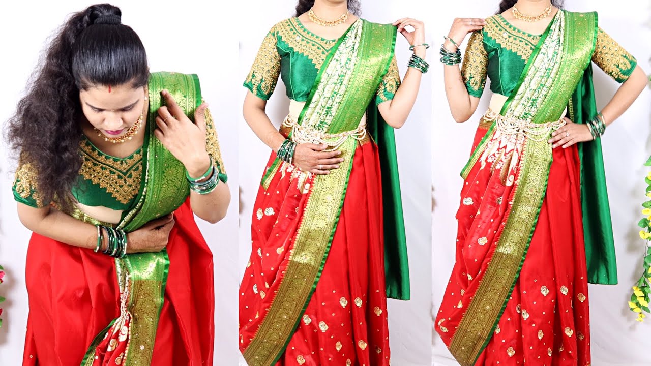 SILK SAREE DRAPING IN THREE Beautiful Pallu Styles, BOLLYWOOD STYLES |  Different PALLU Design Saree - YouTube