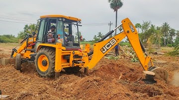 JCB Backhoe Machine Working Removing Tree in mud | jcp | jcb | jcb video | jcb 3dx | jcb working