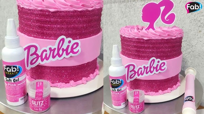 Bolo barbie / topper / retangular / Chantilly rosa / karine cakes .. 